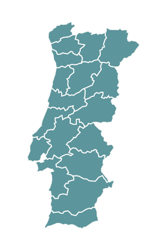 Kaart van Portugal in Europa